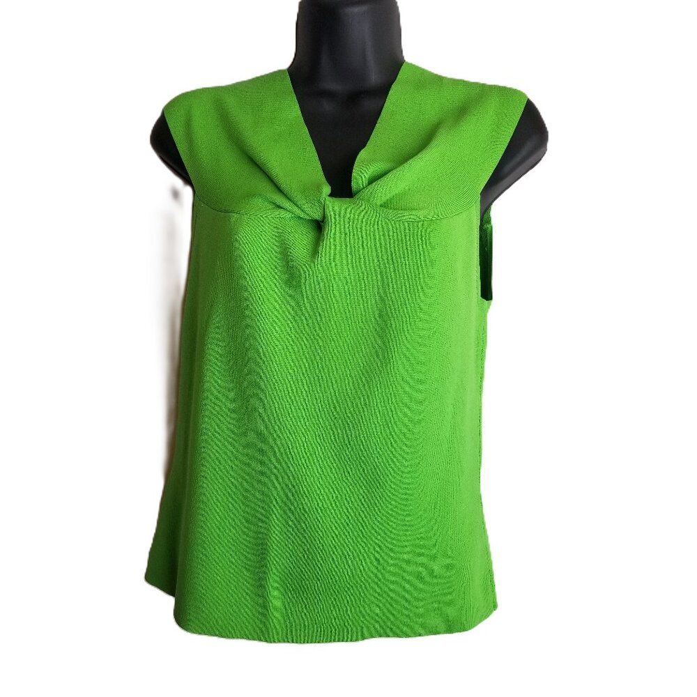 Linda Lucia Women's Large Lime Green Twist Front V-Back Sleeveless Knit Top NWT